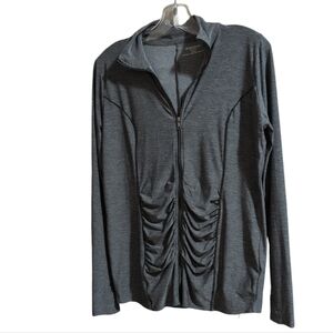 Motherhood Maternity Charcoal Jacket Womens Small Full Zip Mock Neck Long Sleeve